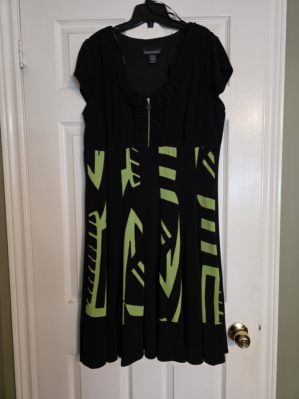 Frank Lyman Design Black & Lime Graphic Fit-and-Flare Dress
